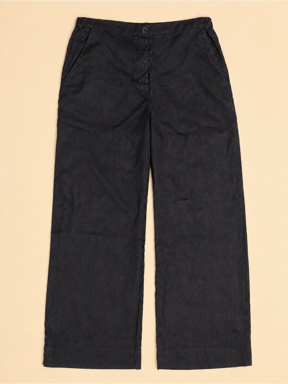 FLAX 100% Linen Black Straight Wide-Leg Pants